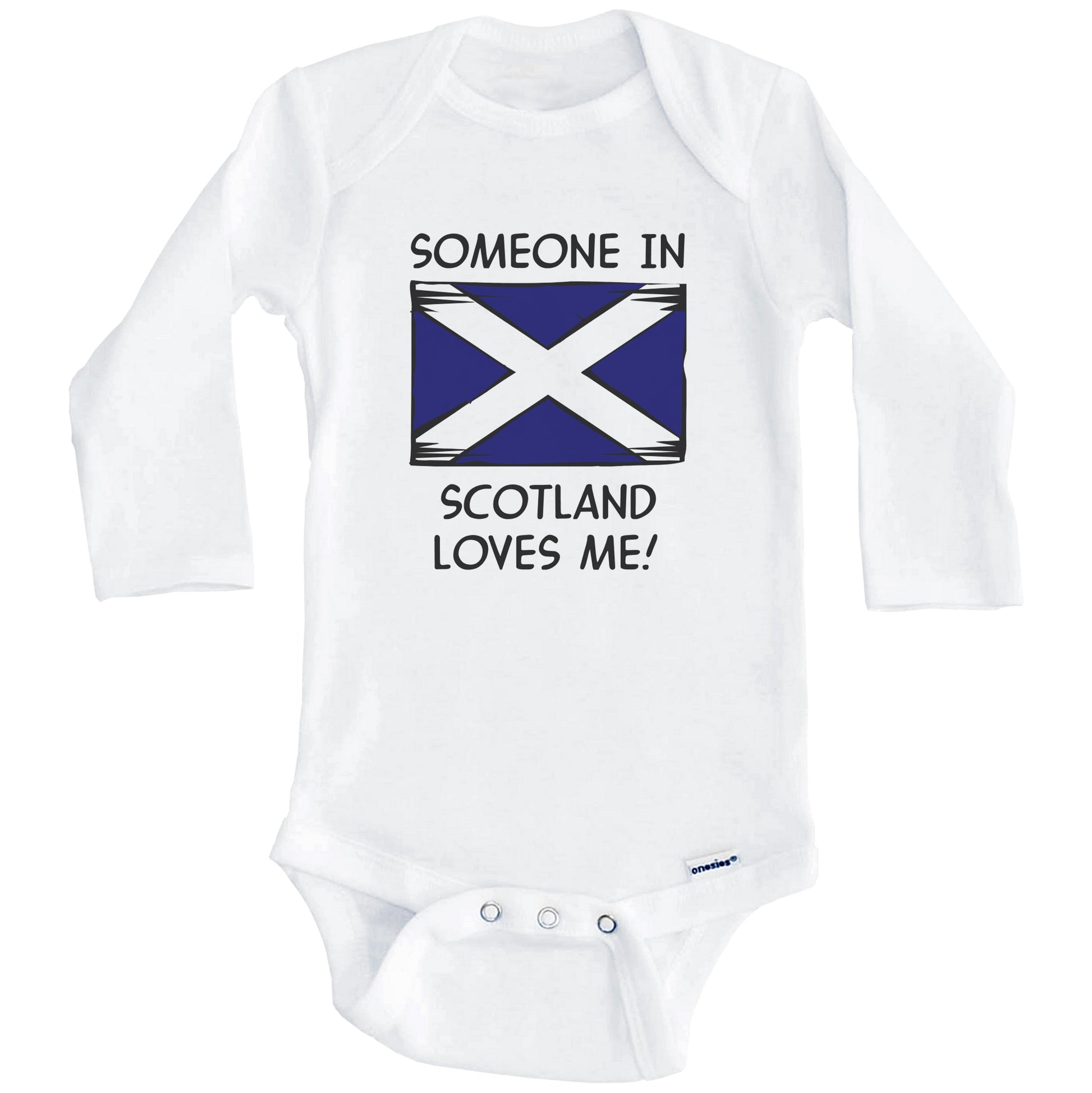 Someone In Scotland Loves Me Scottish Flag Baby Onesie (Long Sleeves)