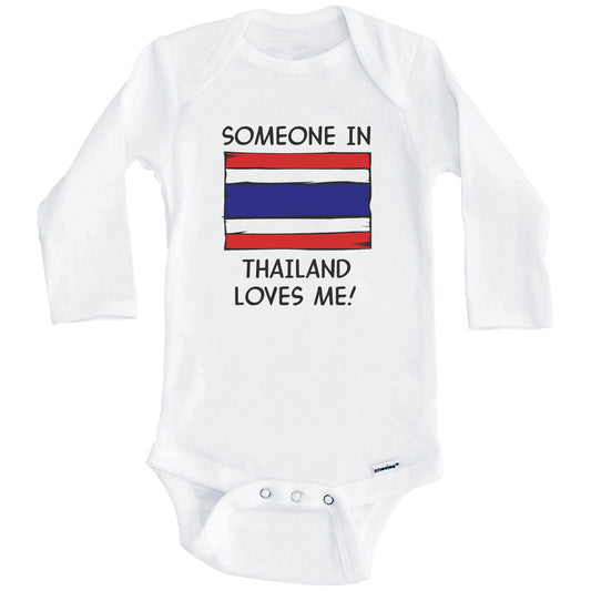 Someone In Thailand Loves Me Thai Flag Baby Onesie (Long Sleeves)