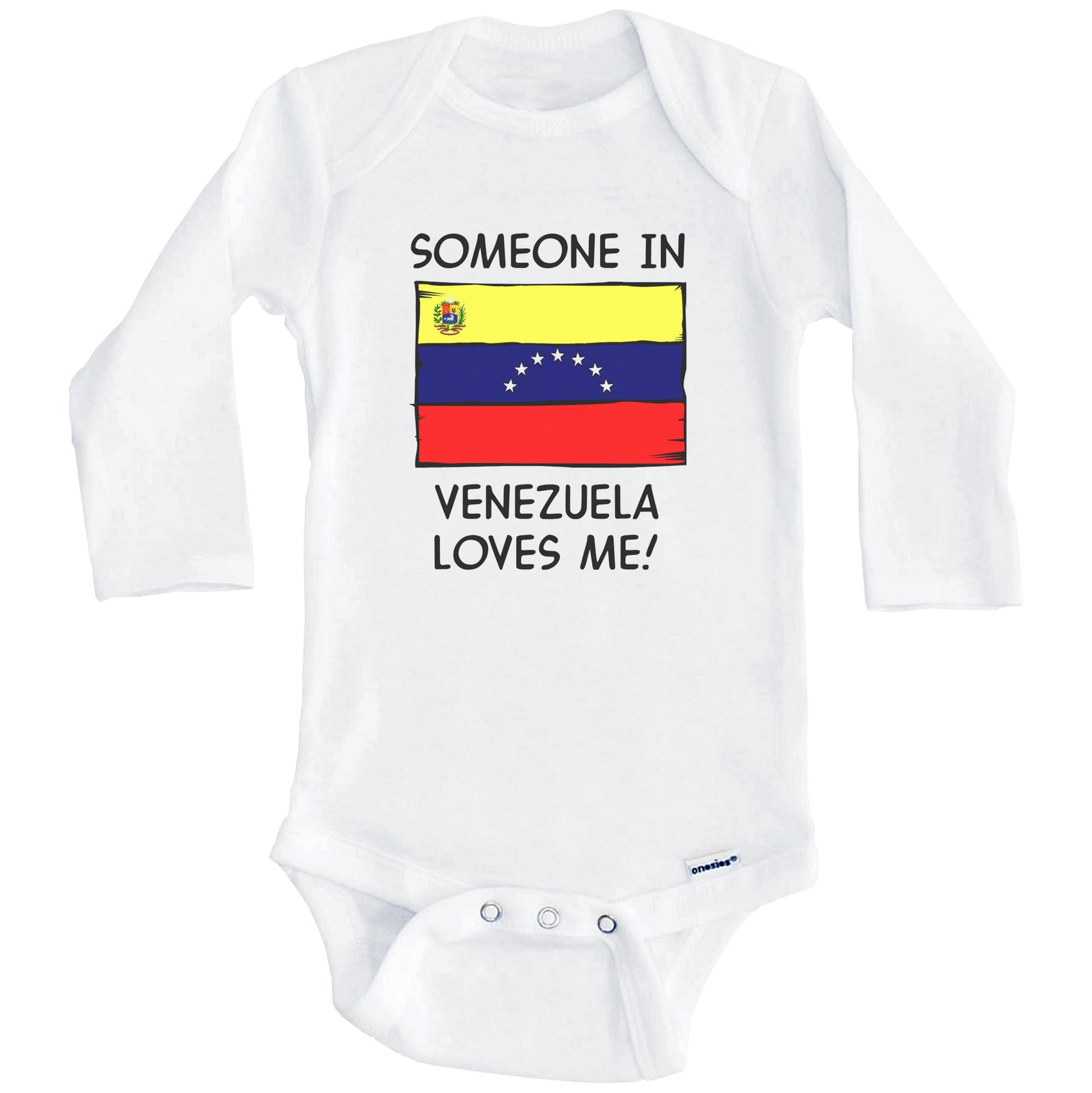 Someone In Venezuela Loves Me Venezuelan Flag Baby Onesie (Long Sleeves)
