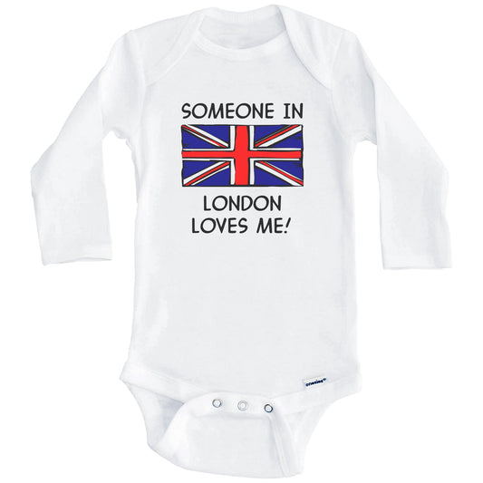 Someone In London Loves Me British Flag Baby Onesie (Long Sleeves)