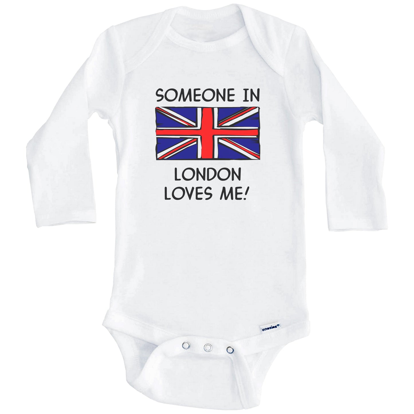 Someone In London Loves Me British Flag Baby Onesie (Long Sleeves)