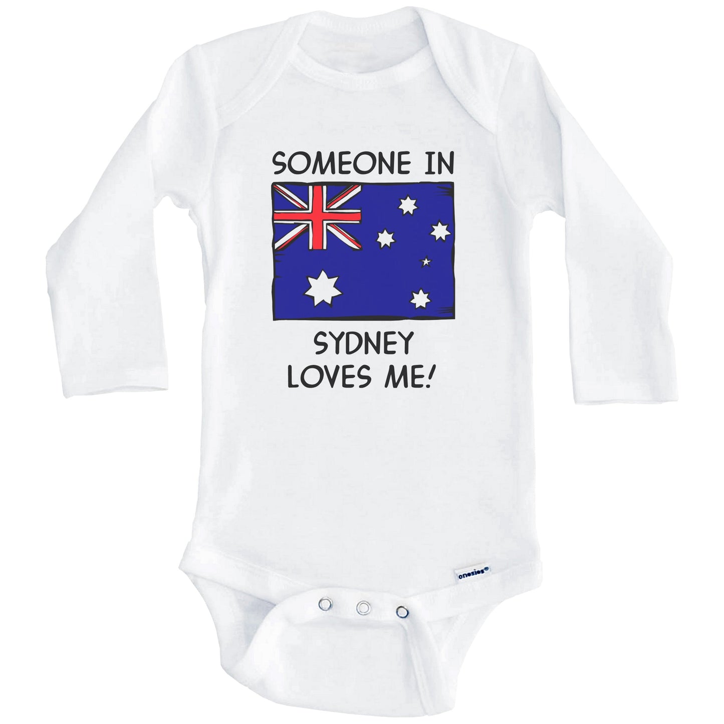 Someone In Sydney Loves Me Australian Flag Baby Onesie (Long Sleeves)
