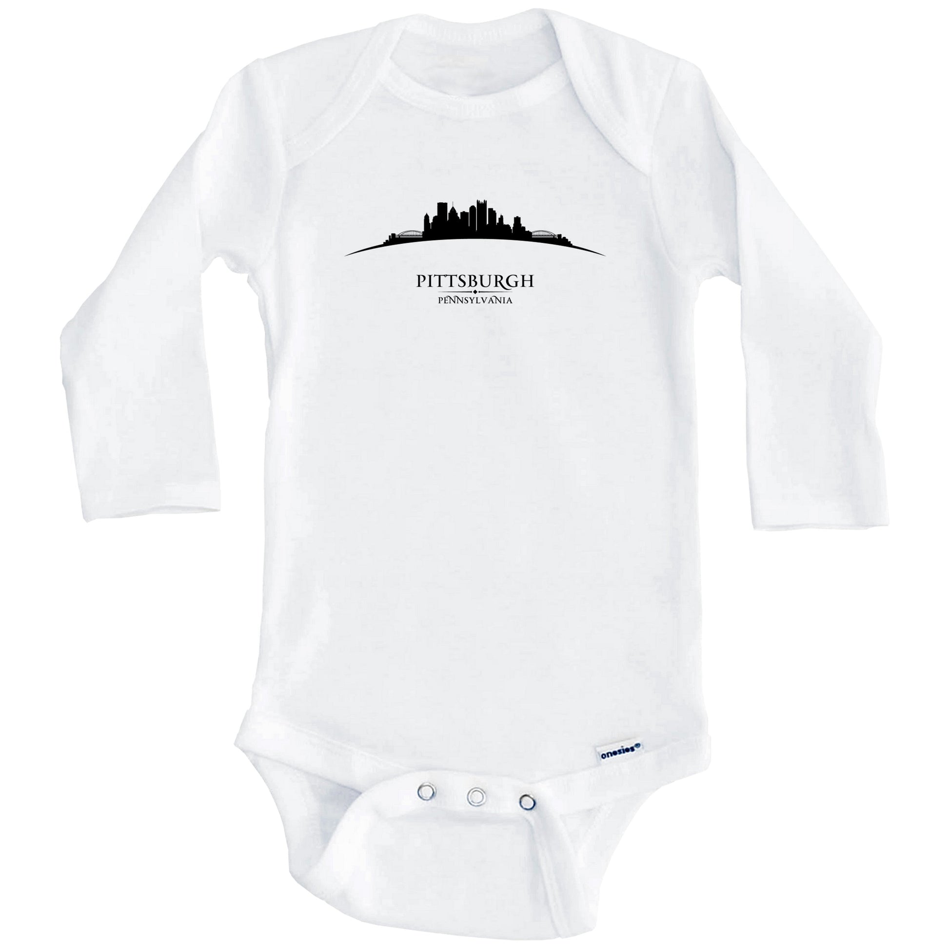 Pittsburgh Pennsylvania Cityscape Downtown Skyline Baby Onesie (Long Sleeves)