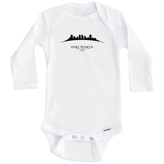 Fort Worth Texas Cityscape Downtown Skyline Baby Onesie (Long Sleeves)