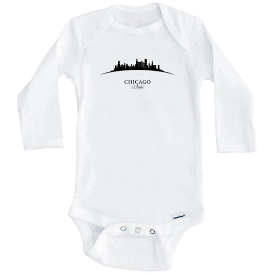 Chicago Illinois Cityscape Downtown Skyline Baby Onesie (Long Sleeves)