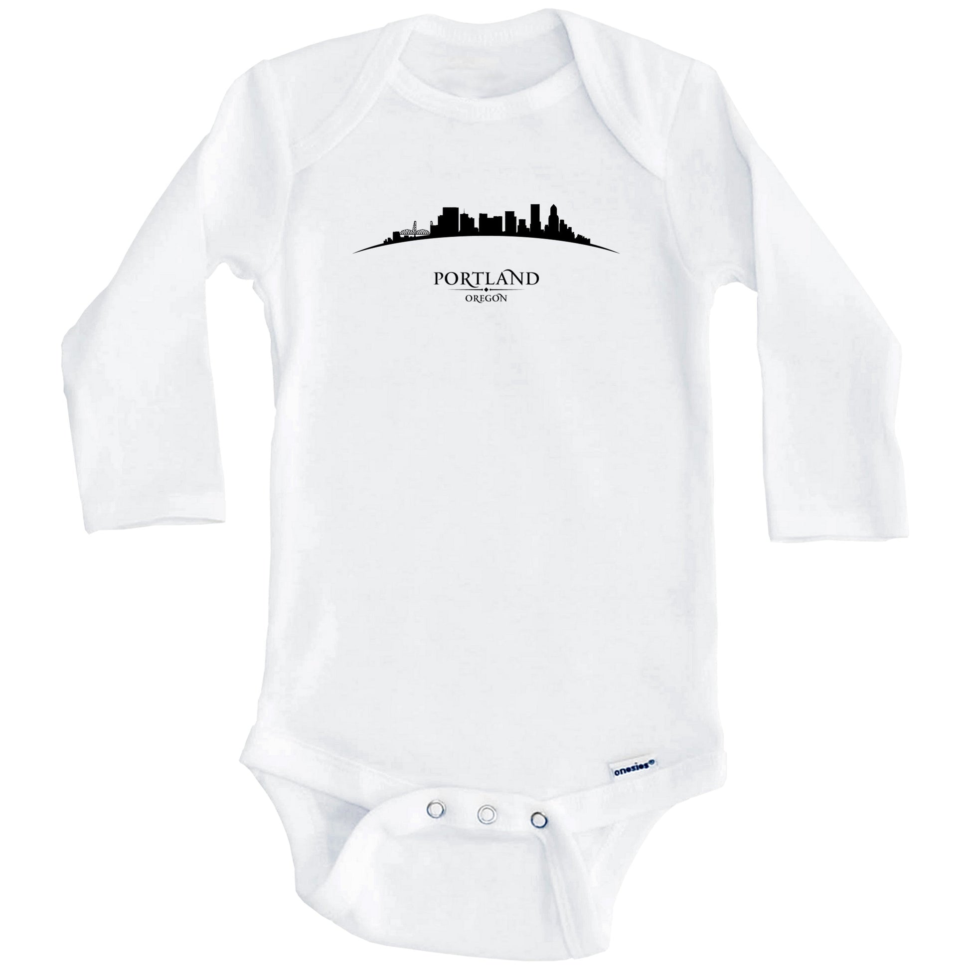 Portland Oregon Cityscape Downtown Skyline Baby Onesie (Long Sleeves)