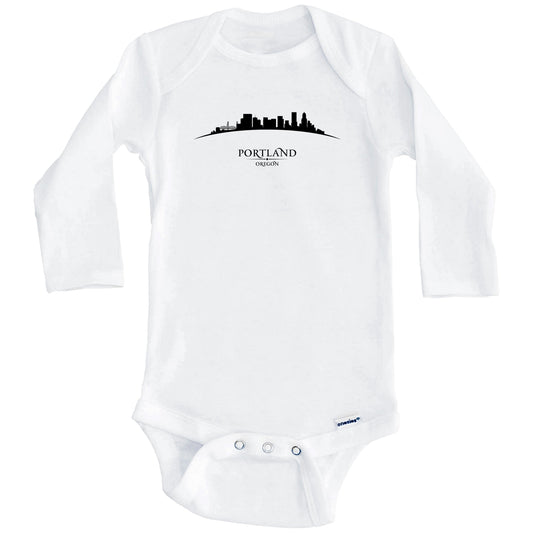 Portland Oregon Cityscape Downtown Skyline Baby Onesie (Long Sleeves)