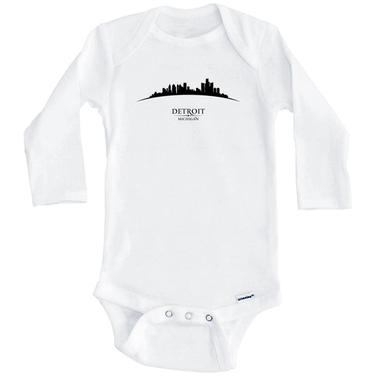 Detroit Michigan Cityscape Downtown Skyline Baby Onesie (Long Sleeves)