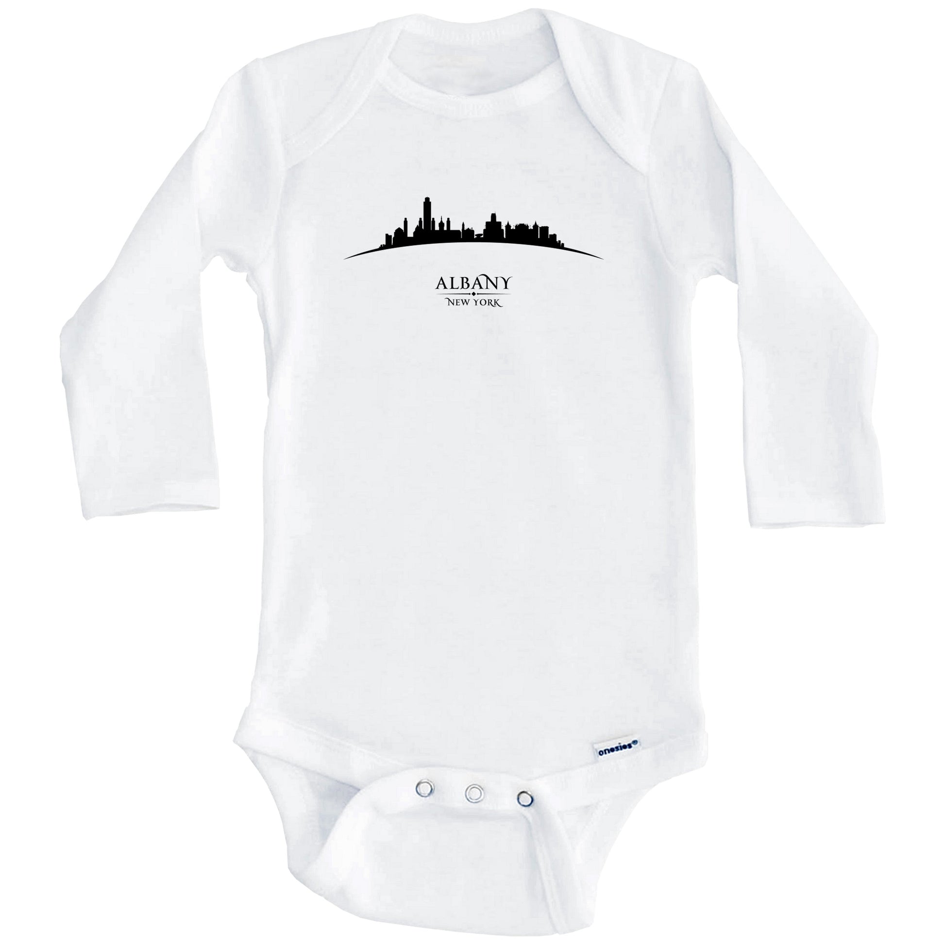 Albany New York Cityscape Downtown Skyline Baby Onesie (Long Sleeves)