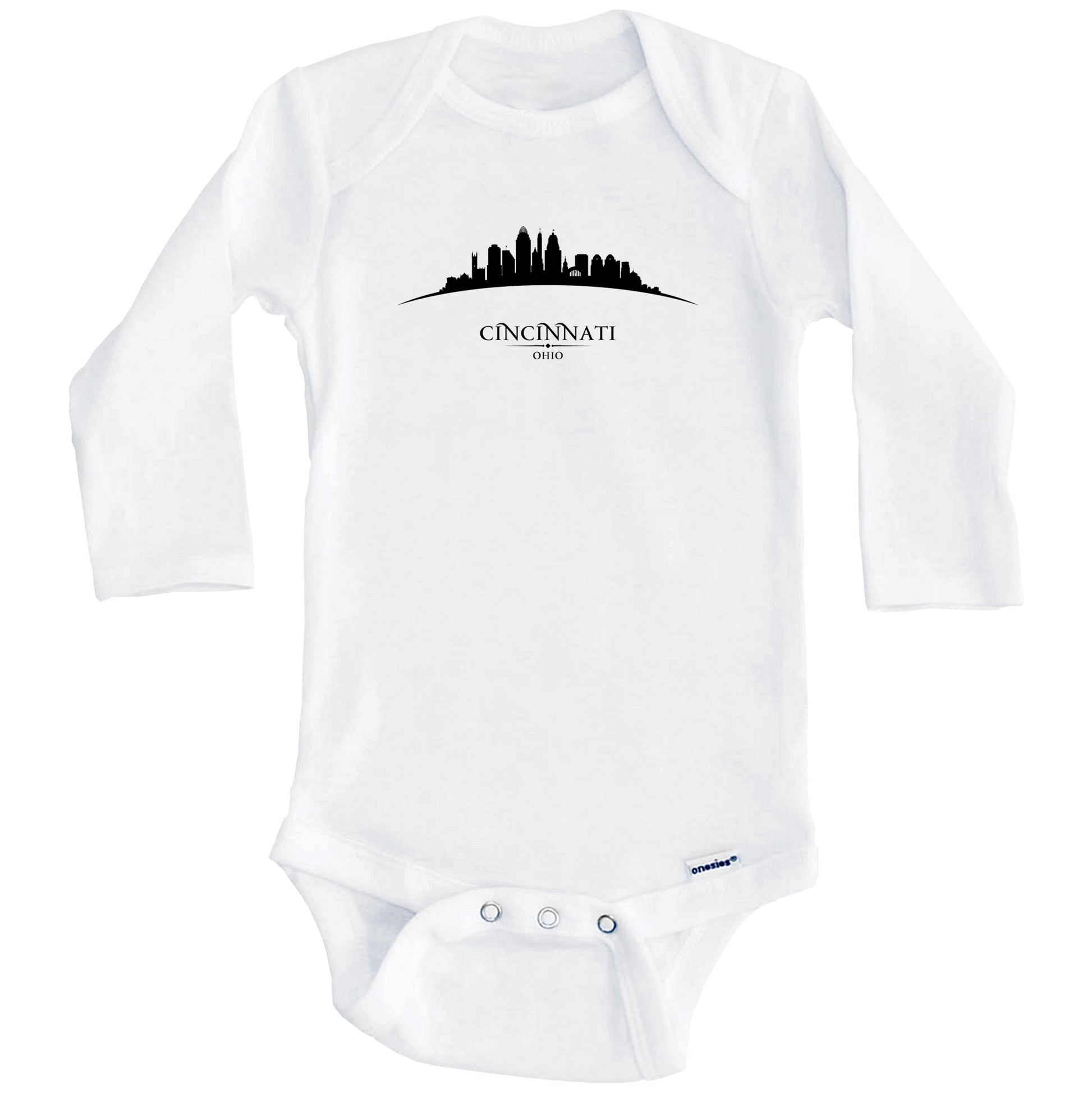 Cincinnati Ohio Cityscape Downtown Skyline Baby Onesie (Long Sleeves)