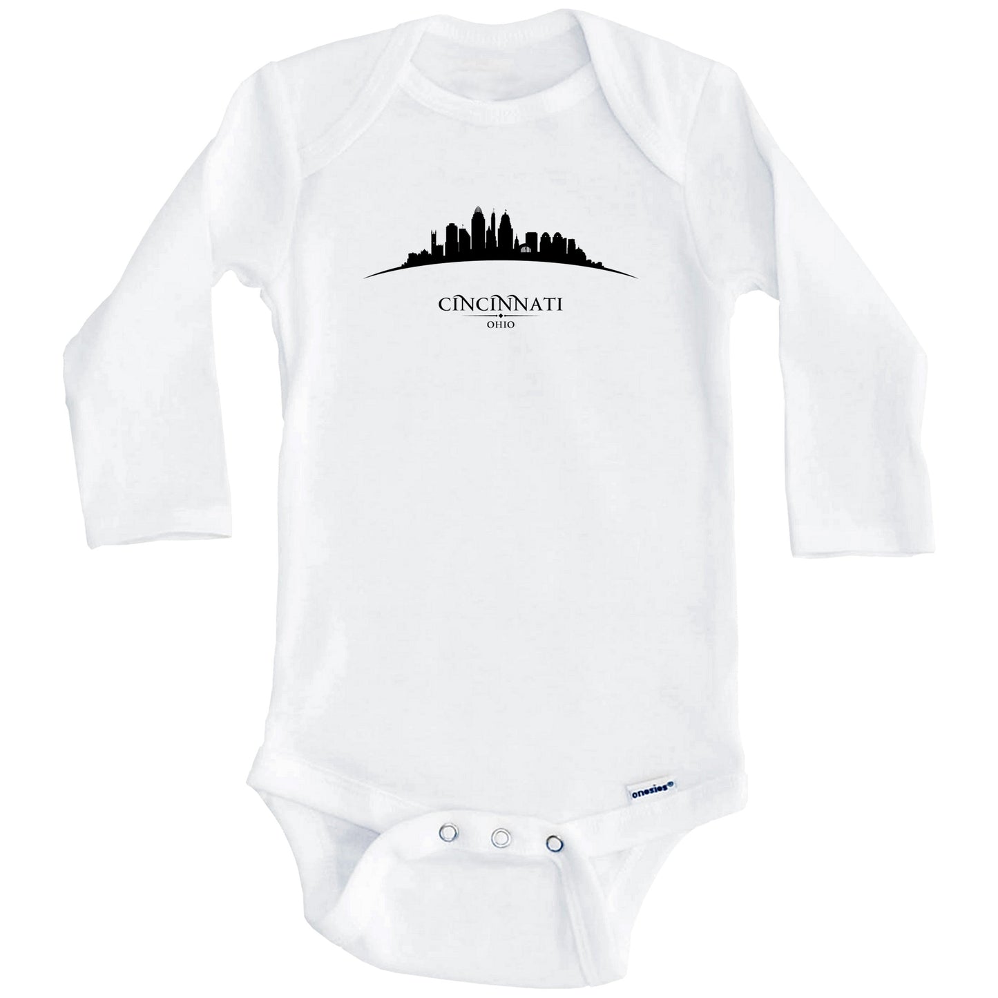 Cincinnati Ohio Cityscape Downtown Skyline Baby Onesie (Long Sleeves)