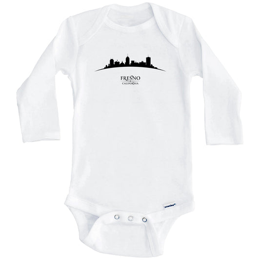 Fresno California Cityscape Downtown Skyline Baby Onesie (Long Sleeves)