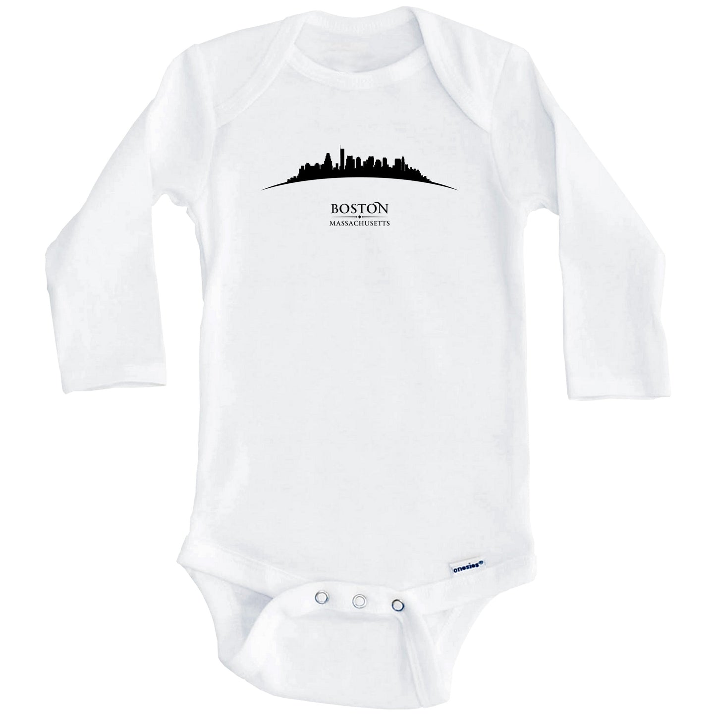 Boston Massachusetts Cityscape Downtown Skyline Baby Onesie (Long Sleeves)