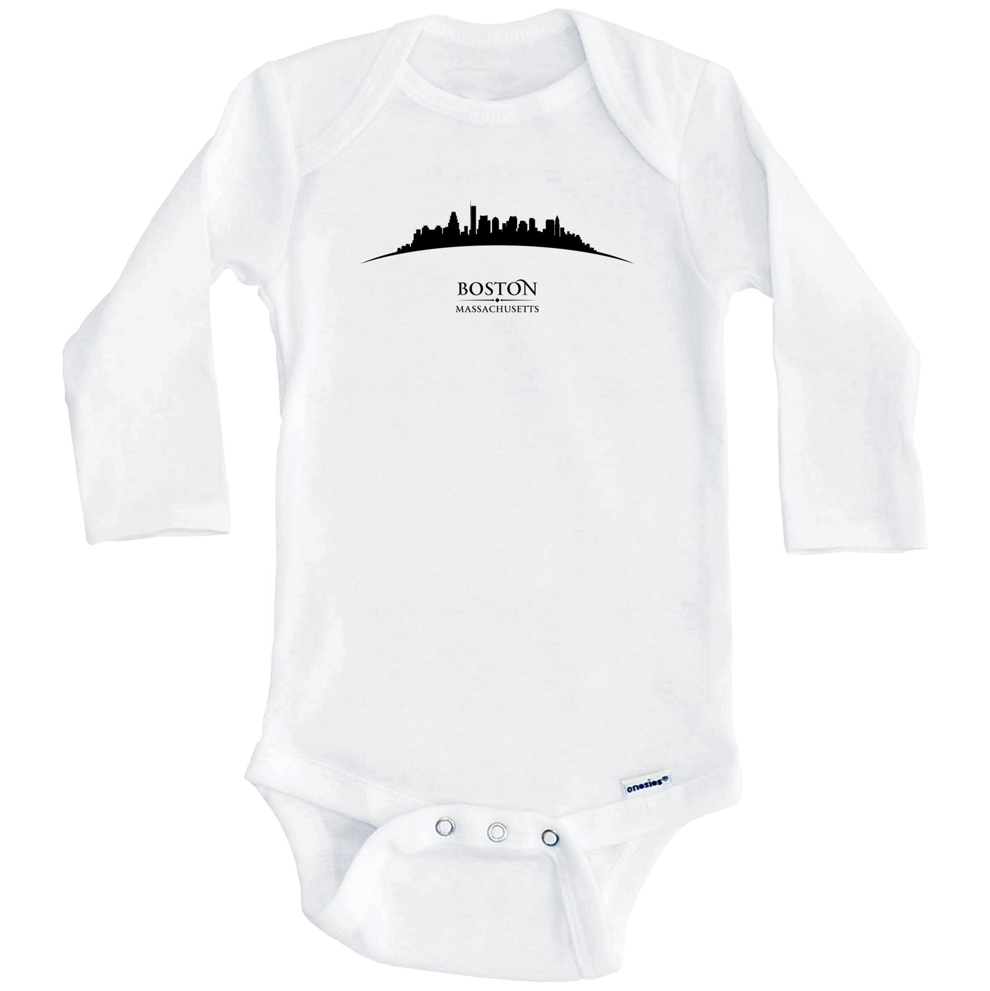 Boston Massachusetts Cityscape Downtown Skyline Baby Onesie (Long Sleeves)