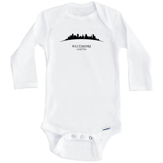 Baltimore Maryland Cityscape Downtown Skyline Baby Onesie (Long Sleeves)