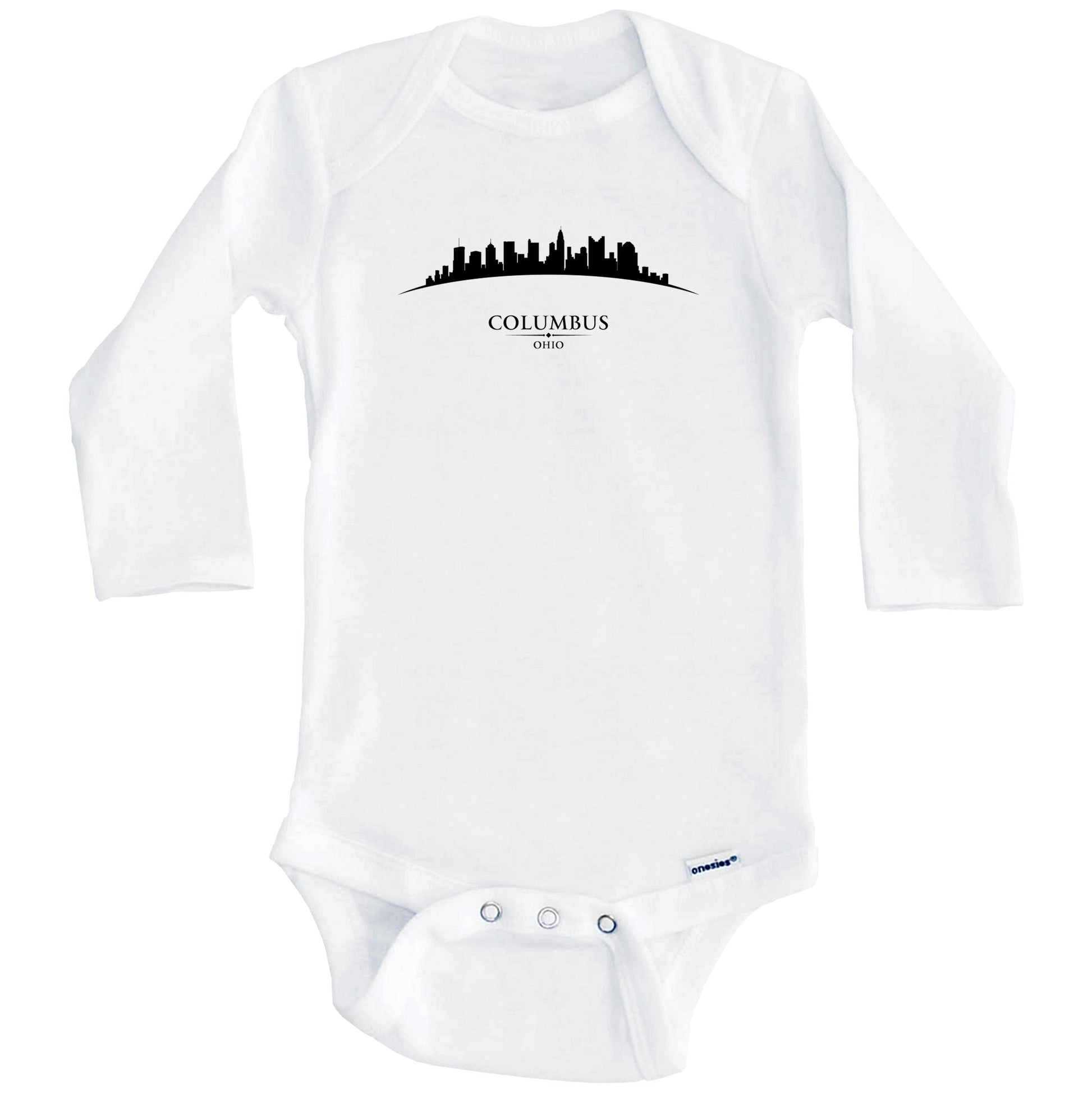 Columbus Ohio Cityscape Downtown Skyline Baby Onesie (Long Sleeves)