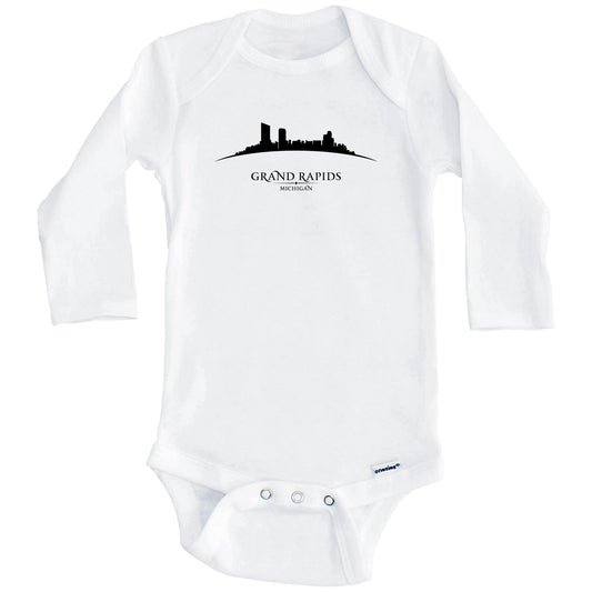 Grand Rapids Michigan Cityscape Downtown Skyline Baby Onesie (Long Sleeves)