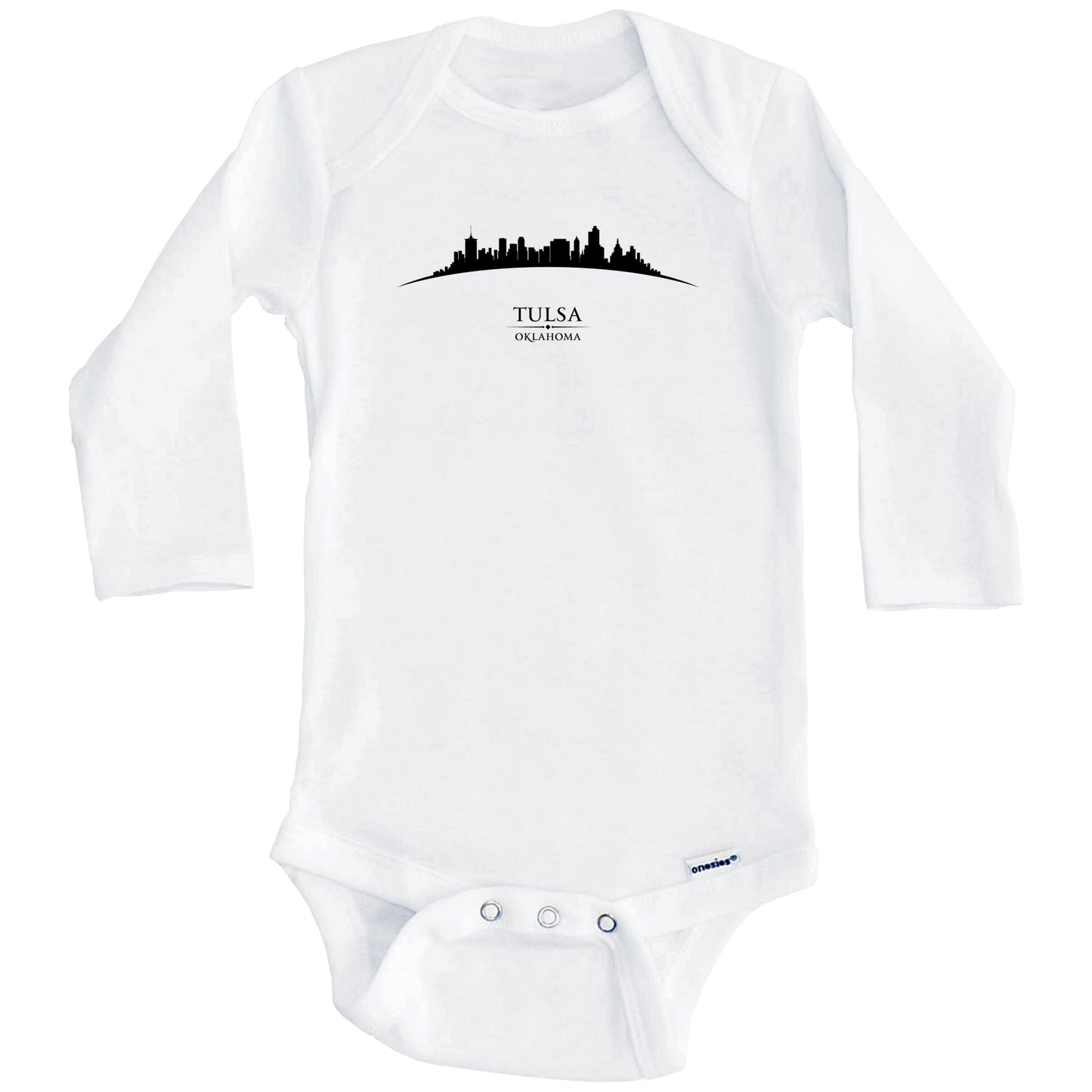 Tulsa Oklahoma Cityscape Downtown Skyline Baby Onesie (Long Sleeves)