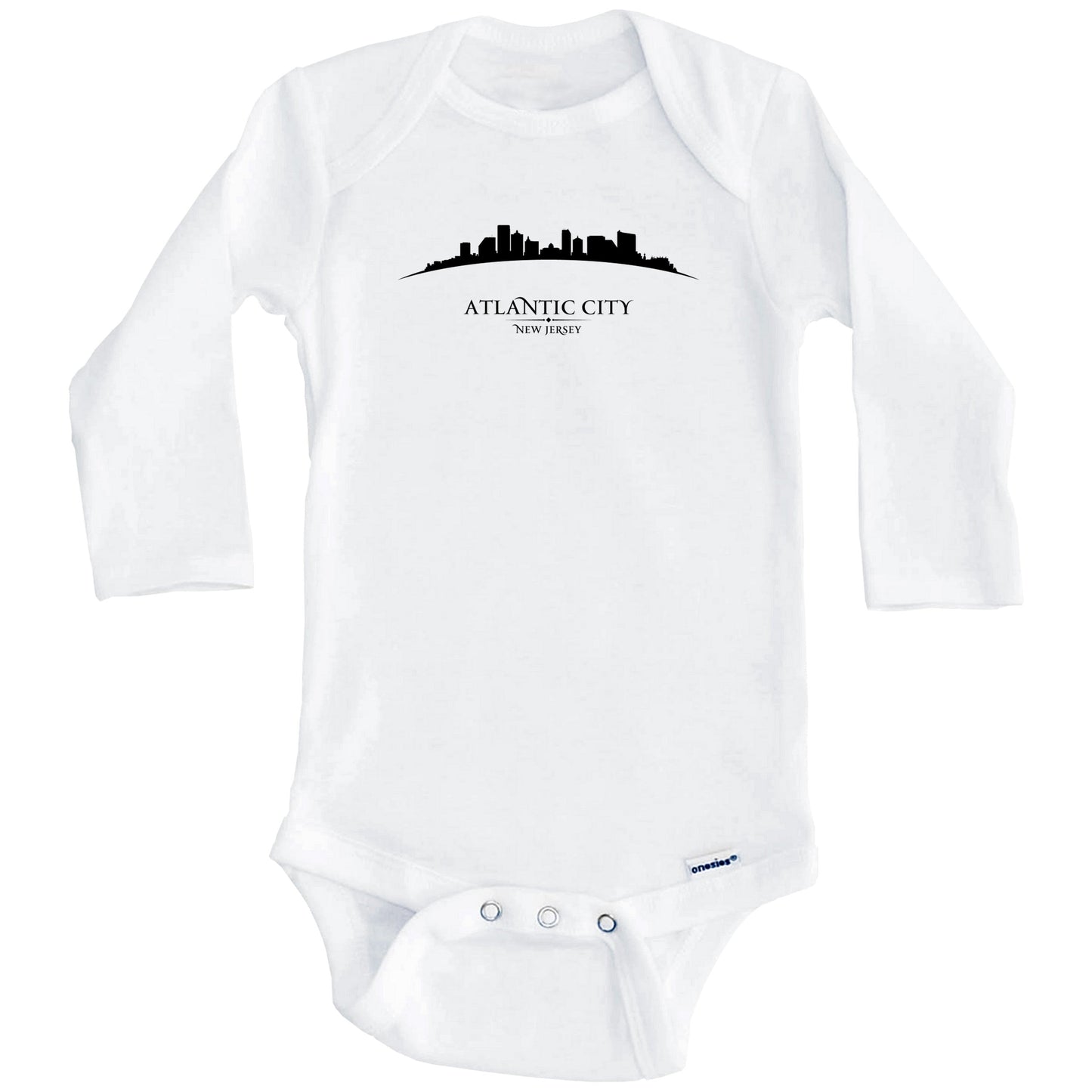 Atlantic City New Jersey Cityscape Downtown Skyline Baby Onesie (Long Sleeves)