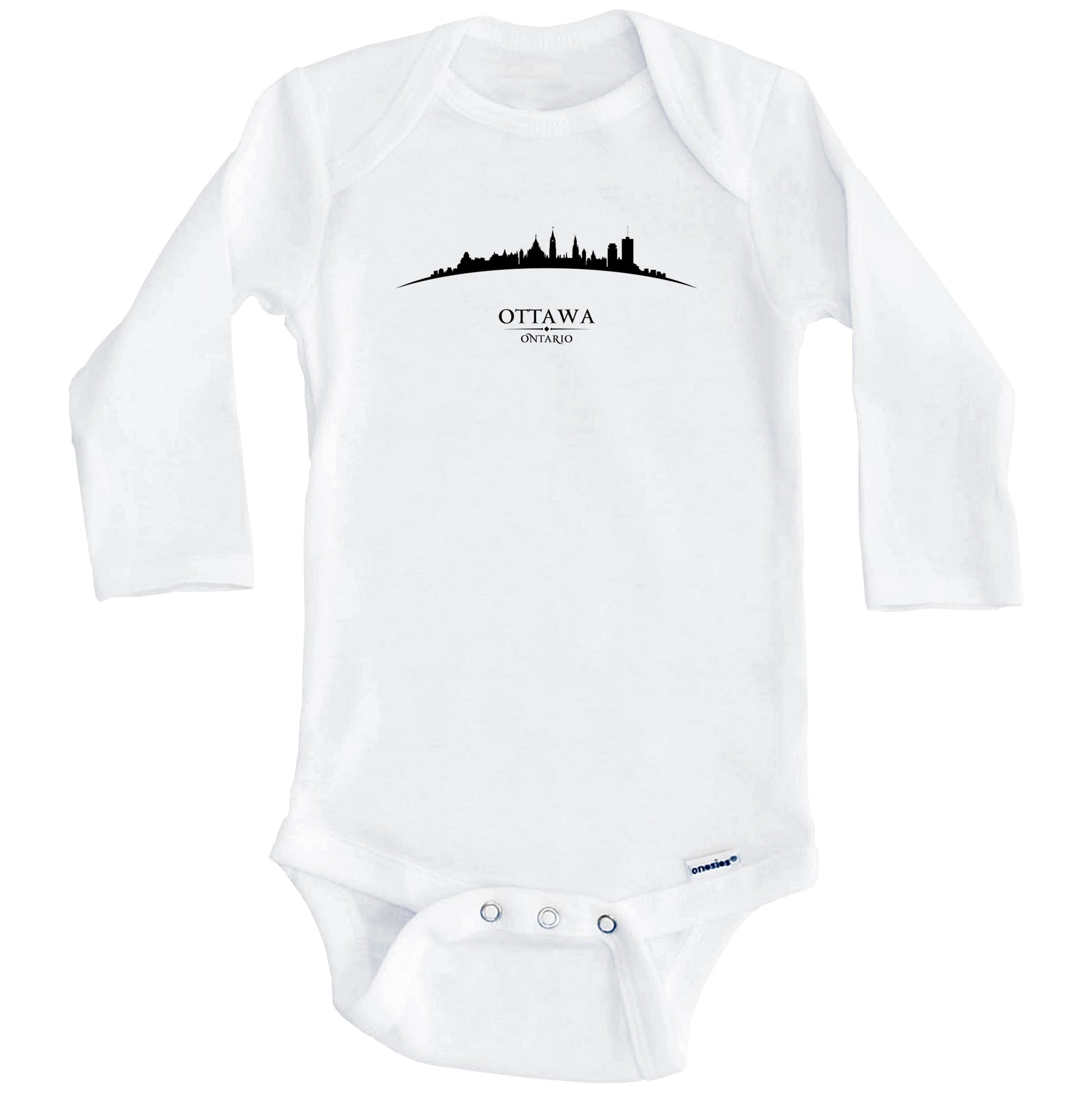Ottawa Ontario Cityscape Downtown Skyline Baby Onesie (Long Sleeves)
