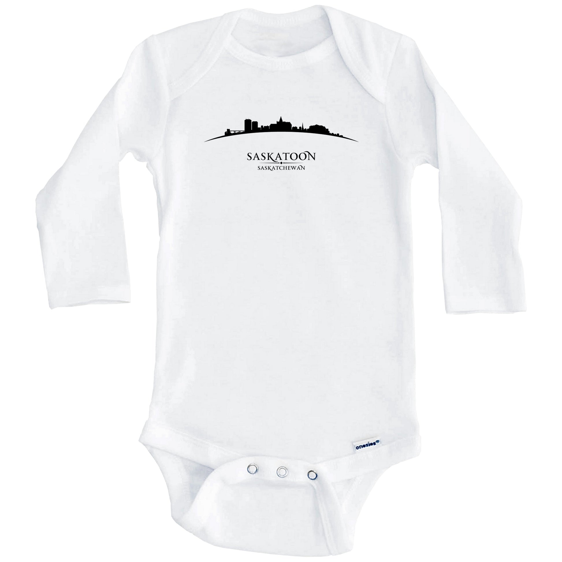 Saskatoon Saskatchewan Cityscape Downtown Skyline Baby Onesie (Long Sleeves)