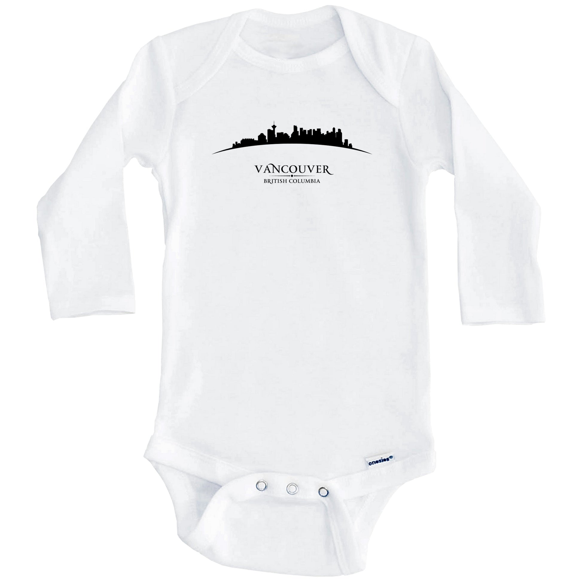 Vancouver BC Cityscape Downtown Skyline Baby Onesie (Long Sleeves)