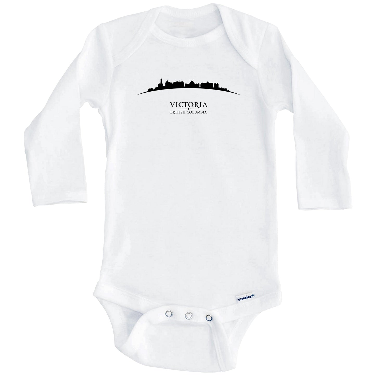 Victoria BC Cityscape Downtown Skyline Baby Onesie (Long Sleeves)