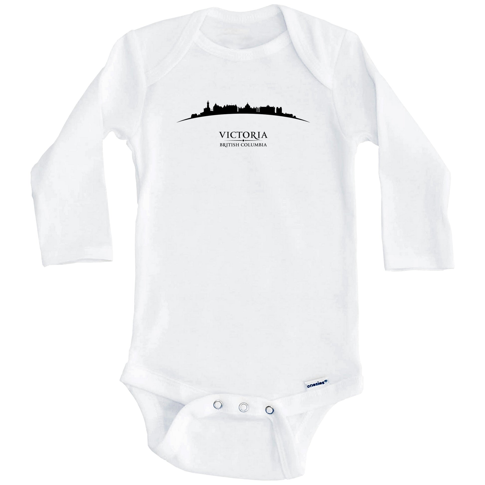 Victoria BC Cityscape Downtown Skyline Baby Onesie (Long Sleeves)