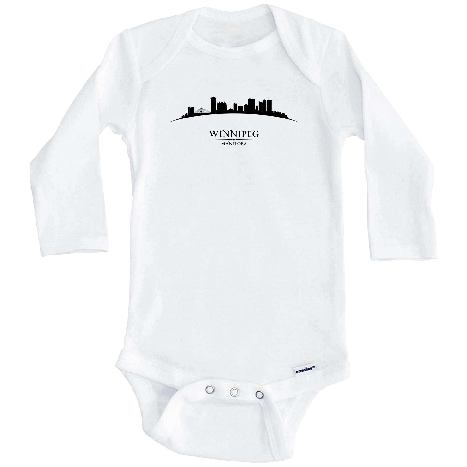 Winnipeg Manitoba Cityscape Downtown Skyline Baby Onesie (Long Sleeves)