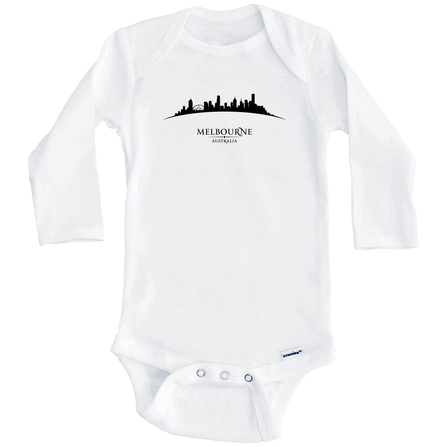 Melbourne Australia Cityscape Downtown Skyline Baby Onesie (Long Sleeves)
