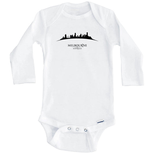 Melbourne Australia Cityscape Downtown Skyline Baby Onesie (Long Sleeves)