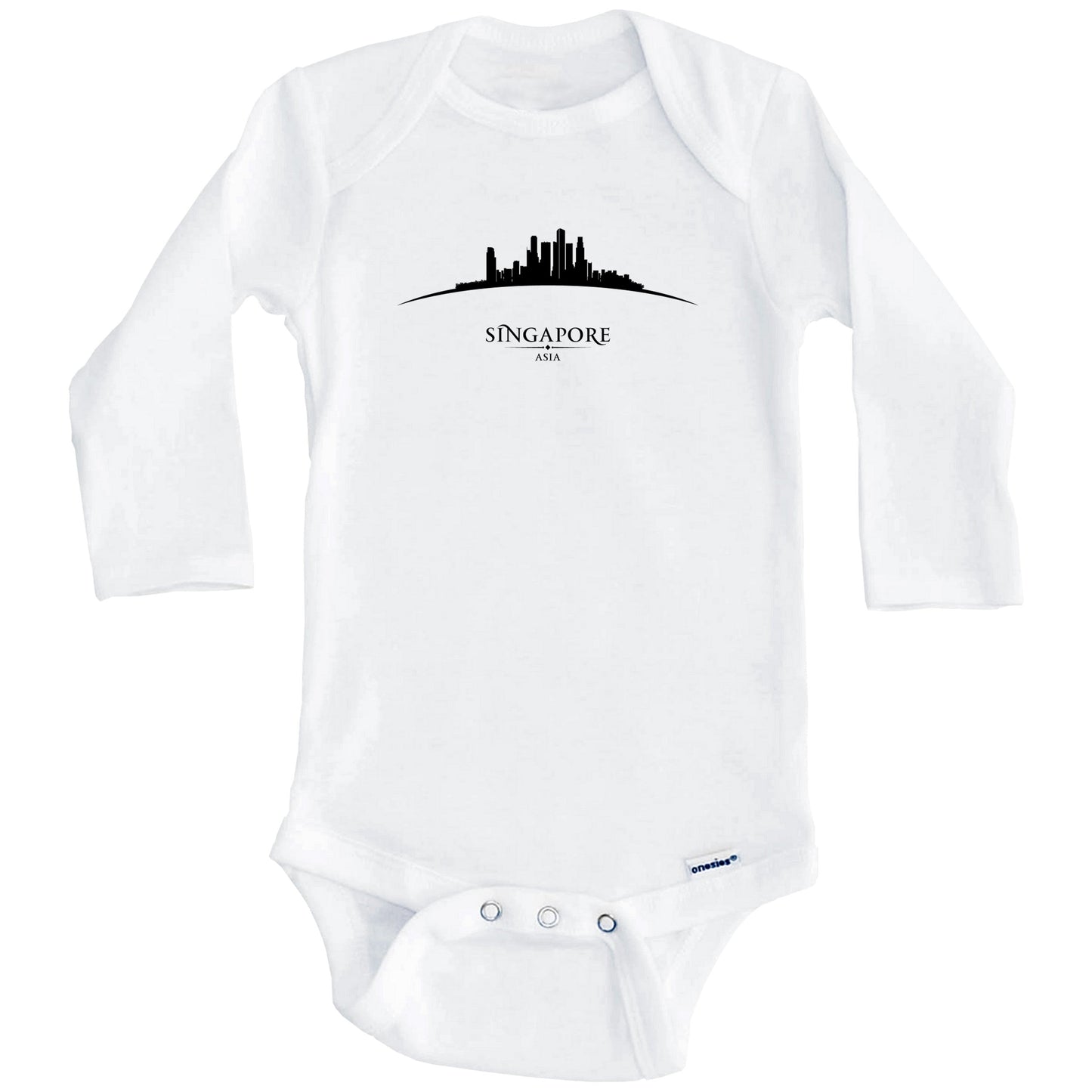 Singapore Asia Cityscape Downtown Skyline Baby Onesie (Long Sleeves)