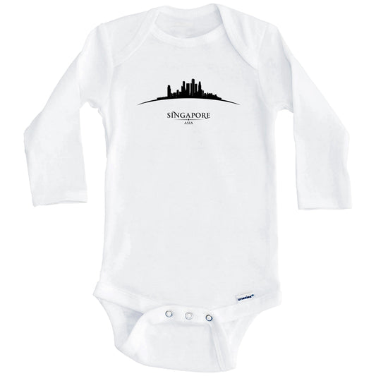 Singapore Asia Cityscape Downtown Skyline Baby Onesie (Long Sleeves)