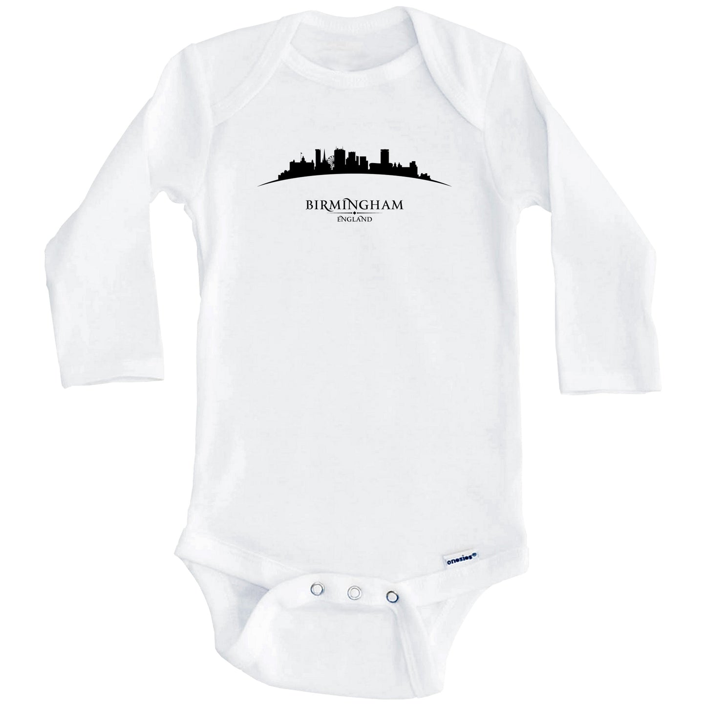 Birmingham England Cityscape Downtown Skyline Baby Onesie (Long Sleeves)