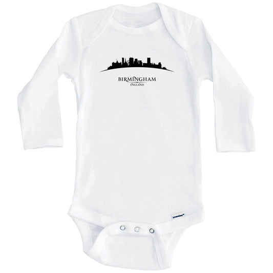 Birmingham England Cityscape Downtown Skyline Baby Onesie (Long Sleeves)