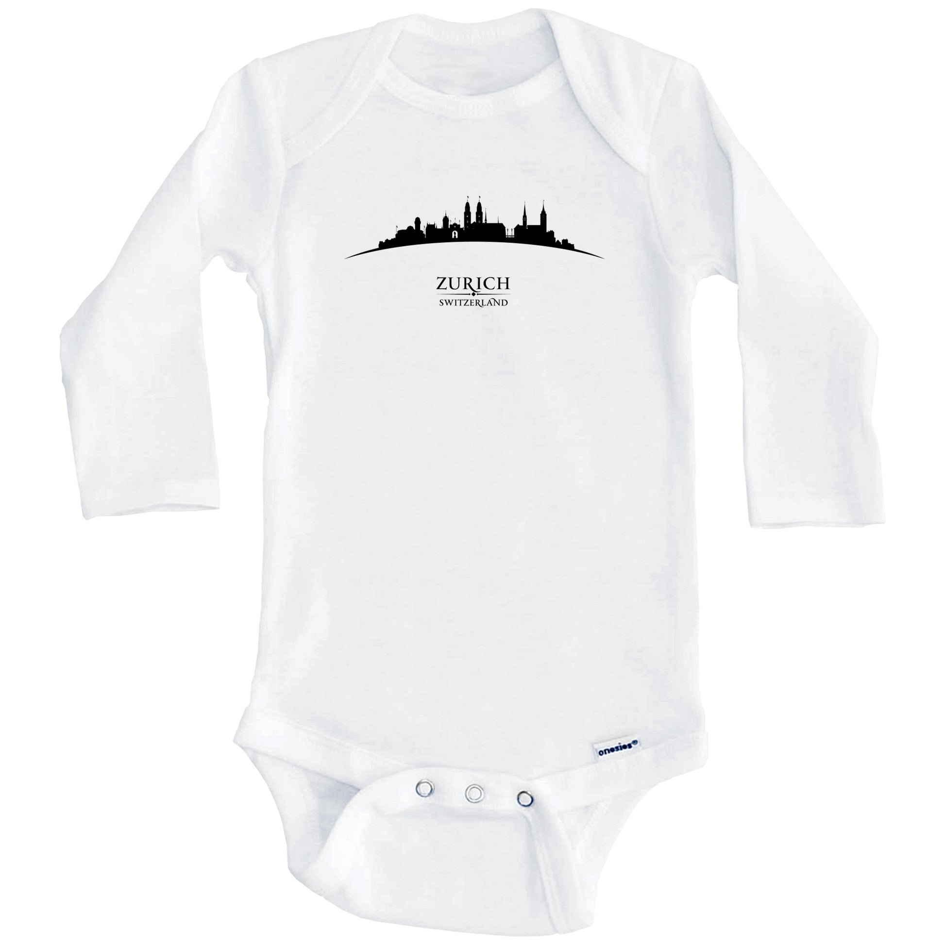 Zurich Switzerland Cityscape Downtown Skyline Baby Onesie (Long Sleeves)