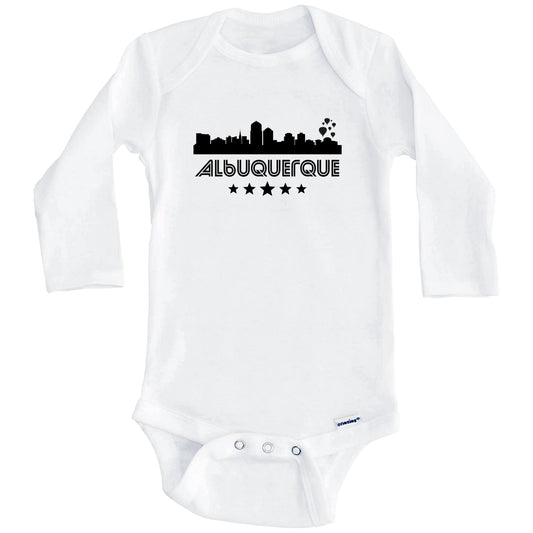 Albuquerque New Mexico Skyline Retro Style Baby Onesie (Long Sleeves)