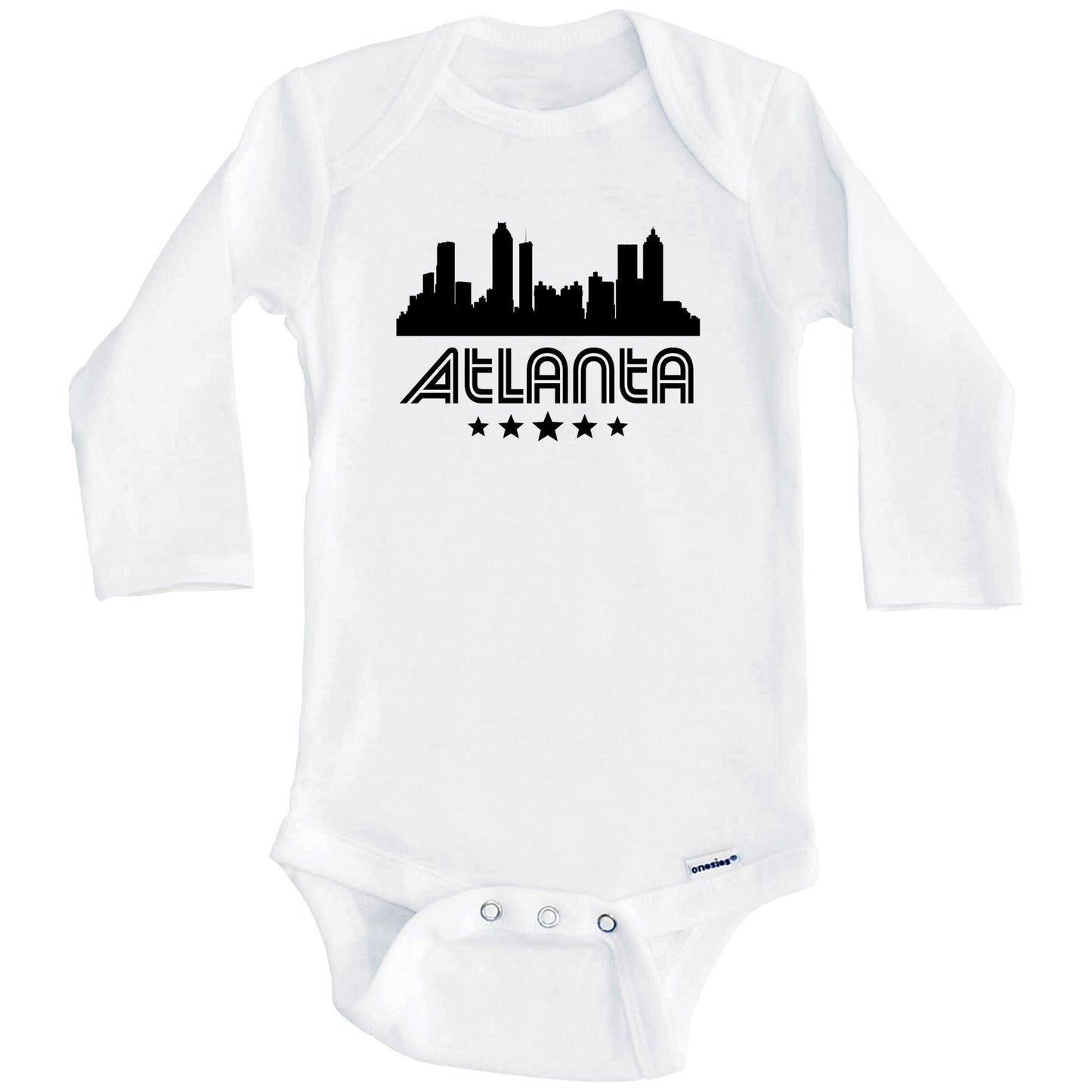 Atlanta Georgia Skyline Retro Style Baby Onesie (Long Sleeves)