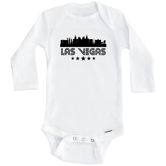 Las Vegas Nevada Skyline Retro Style Baby Onesie (Long Sleeves)
