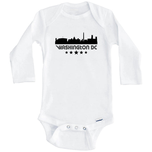 Washington DC Skyline Retro Style Baby Onesie (Long Sleeves)