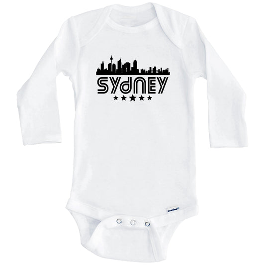 Sydney Australia Skyline Retro Style Baby Onesie (Long Sleeves)