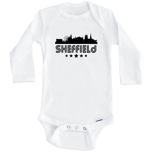 Sheffield England Skyline Retro Style Baby Onesie (Long Sleeves)