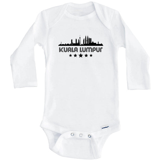 Kuala Lumpur Malaysia Skyline Retro Style Baby Onesie (Long Sleeves)