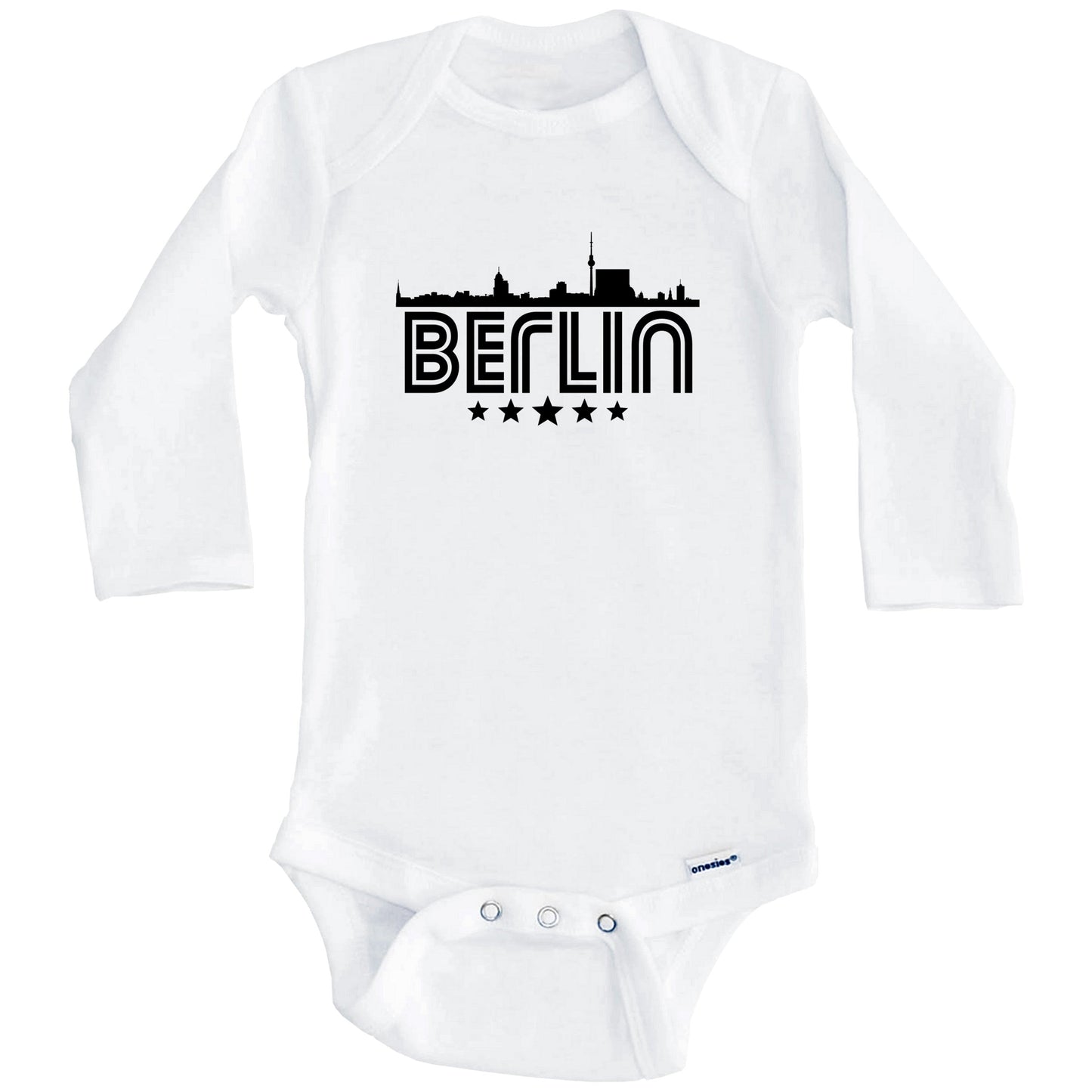 Berlin Germany Skyline Retro Style Baby Onesie (Long Sleeves)