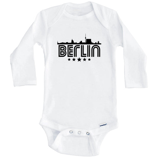 Berlin Germany Skyline Retro Style Baby Onesie (Long Sleeves)