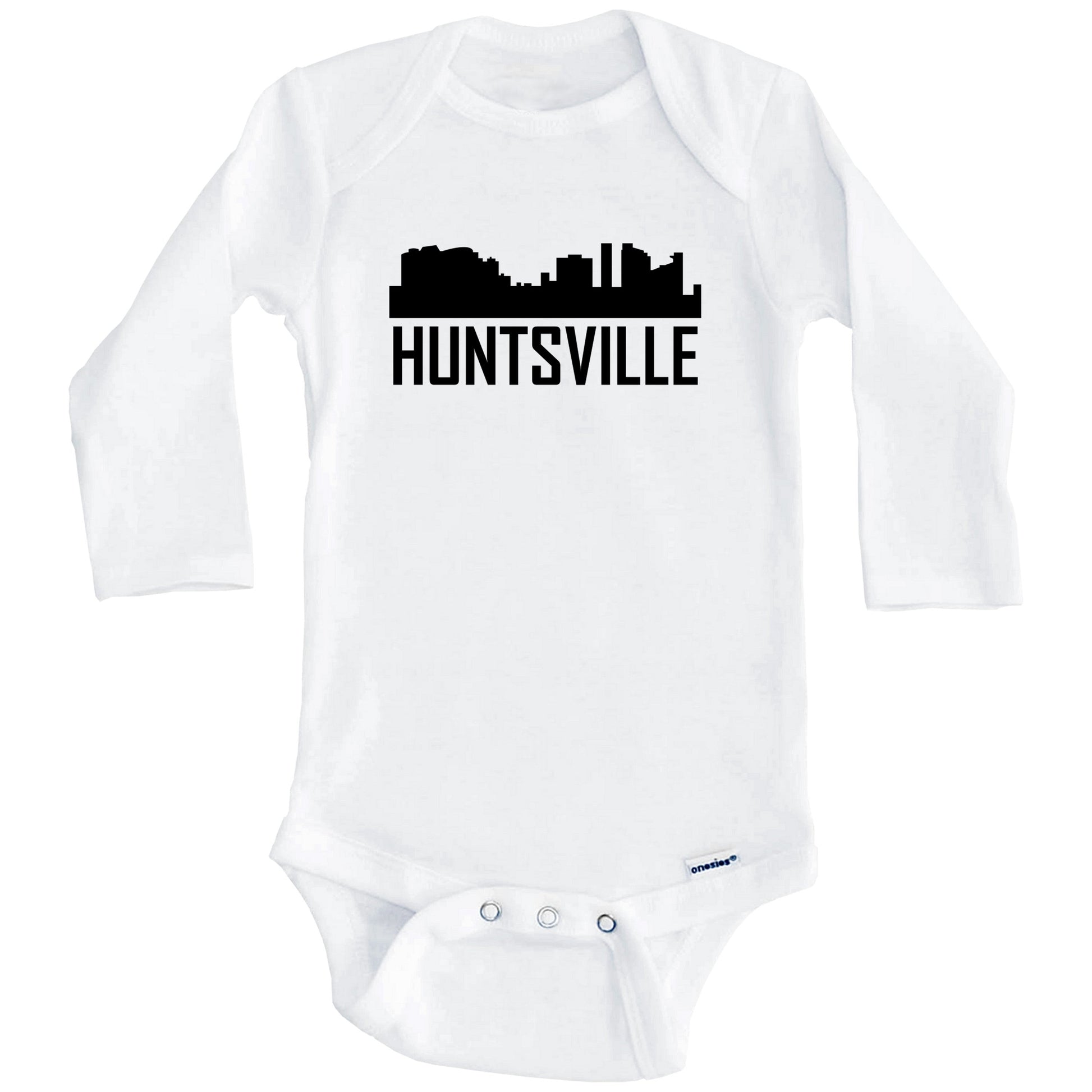 Huntsville Alabama Skyline Silhouette Baby Onesie (Long Sleeves)