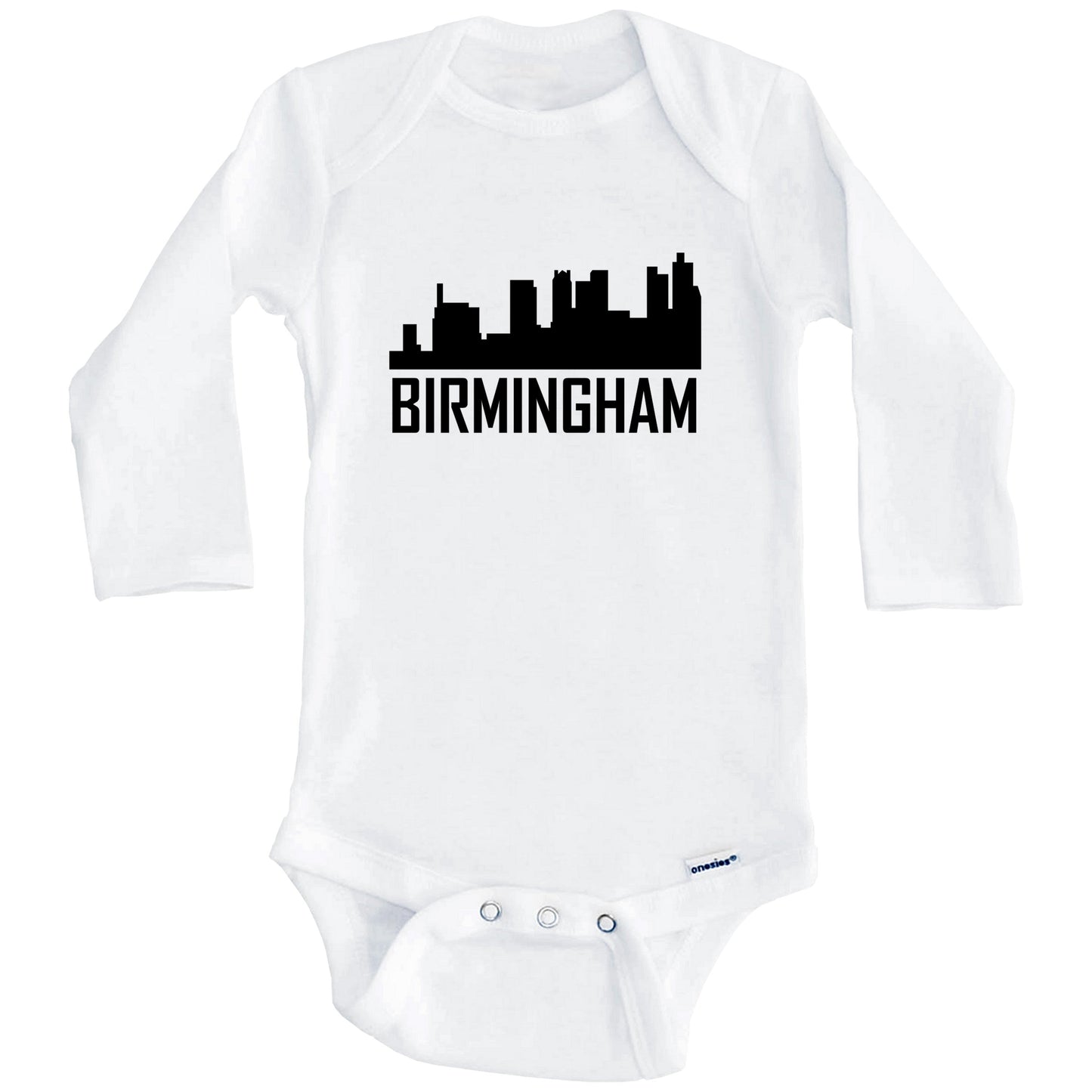 Birmingham Alabama Skyline Silhouette Baby Onesie (Long Sleeves)