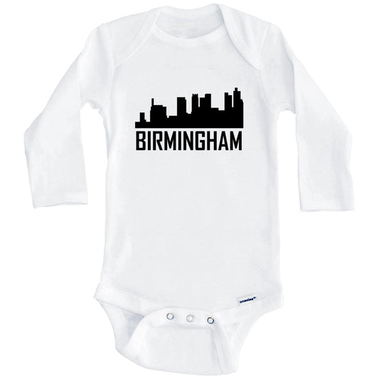 Birmingham Alabama Skyline Silhouette Baby Onesie (Long Sleeves)