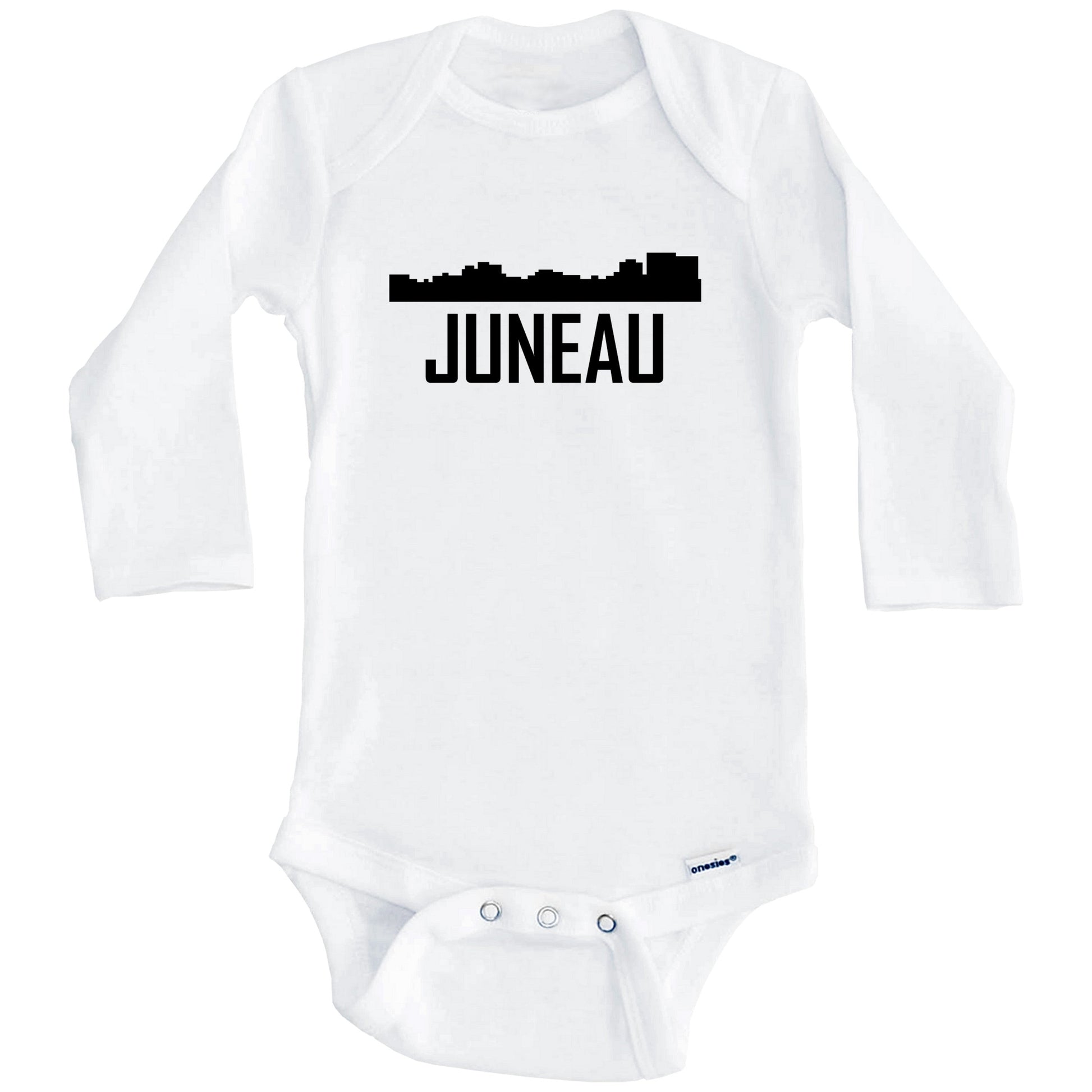 Juneau Alaska Skyline Silhouette Baby Onesie (Long Sleeves)