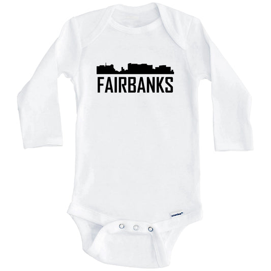 Fairbanks Alaska Skyline Silhouette Baby Onesie (Long Sleeves)